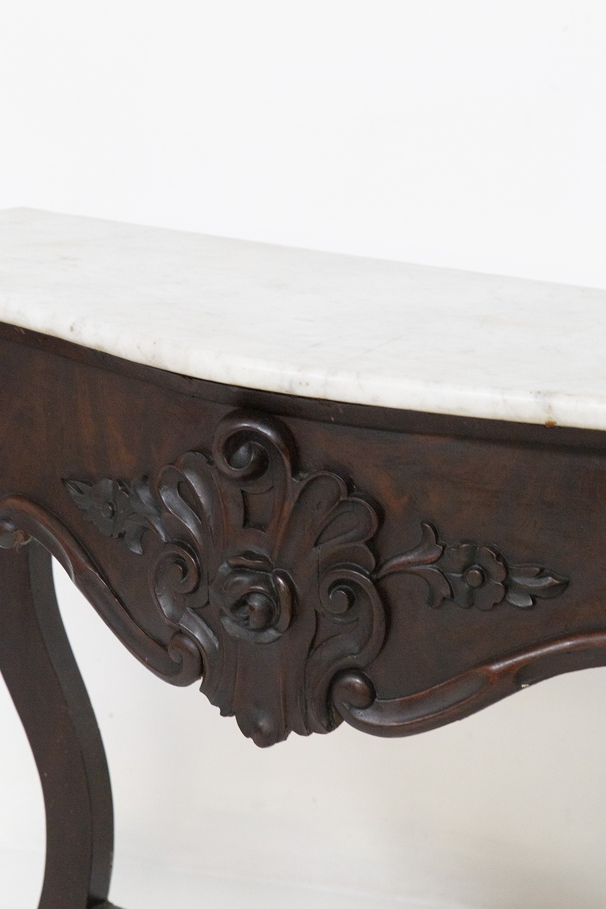 Antica Console Italiana in Legno di Noce e Marmo