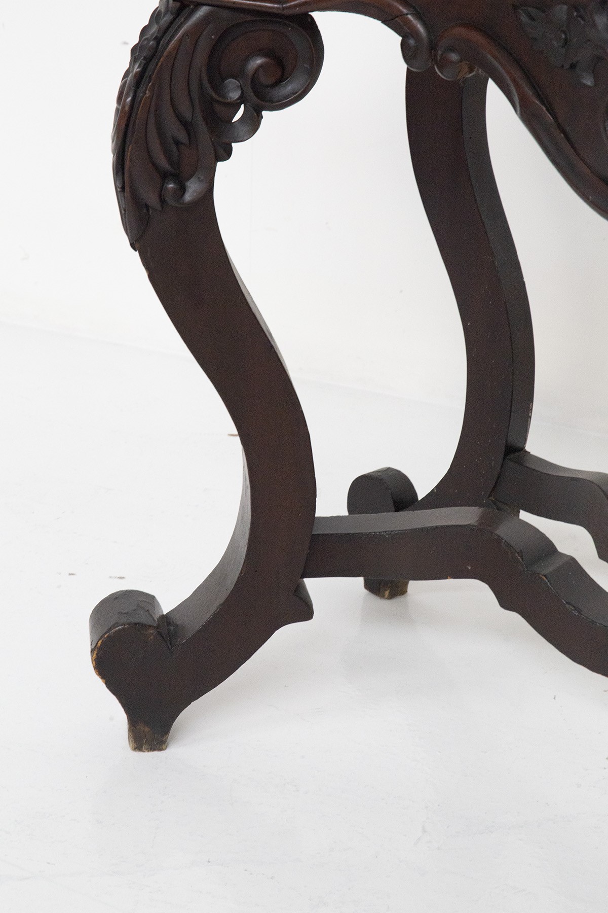Antica Console Italiana in Legno di Noce e Marmo