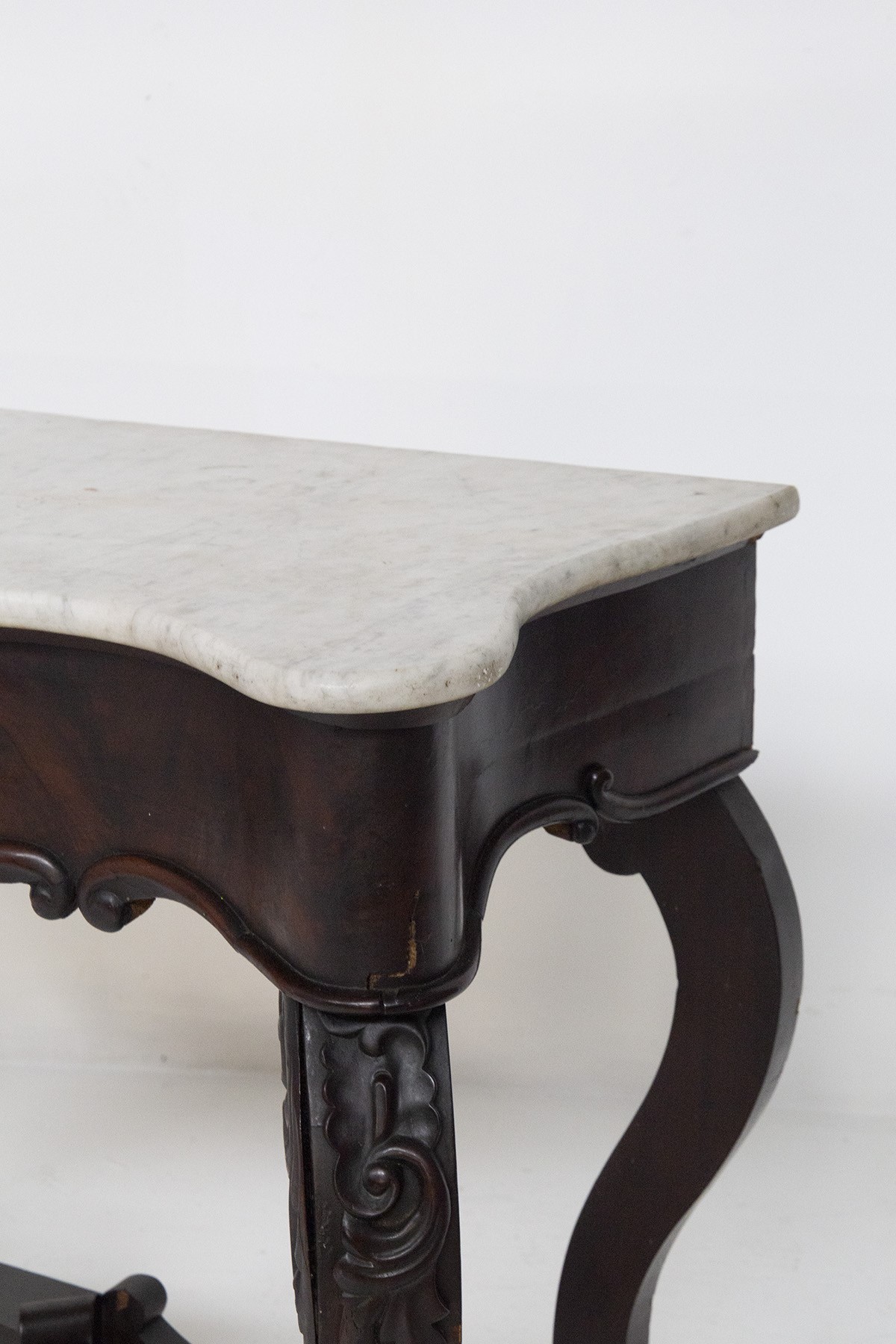 Antica Console Italiana in Legno di Noce e Marmo