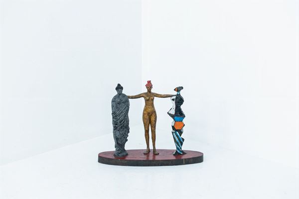 Salvatore Fiume - Salvatore Fiume Tre Grazie Bronze Sculpture, Signed