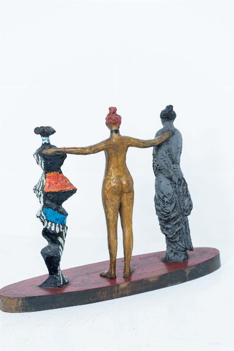 Salvatore Fiume Tre Grazie Bronze Sculpture, Signed