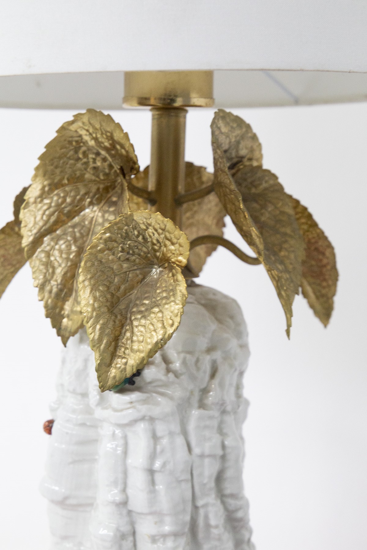 Lampada da Tavolo Italiana con Fiori in Ottone