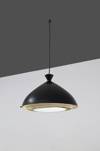 Lampadario Stilnovo in Alluminio Nero