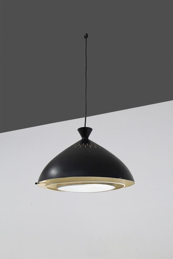 Lampadario Stilnovo in alluminio nero