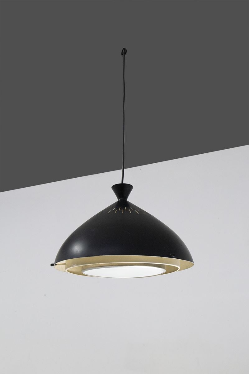 Lampadario Stilnovo in Alluminio Nero