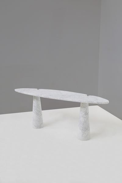 Angelo Mangiarotti Tavolo Consolle in Marmo Bianco di Carrara