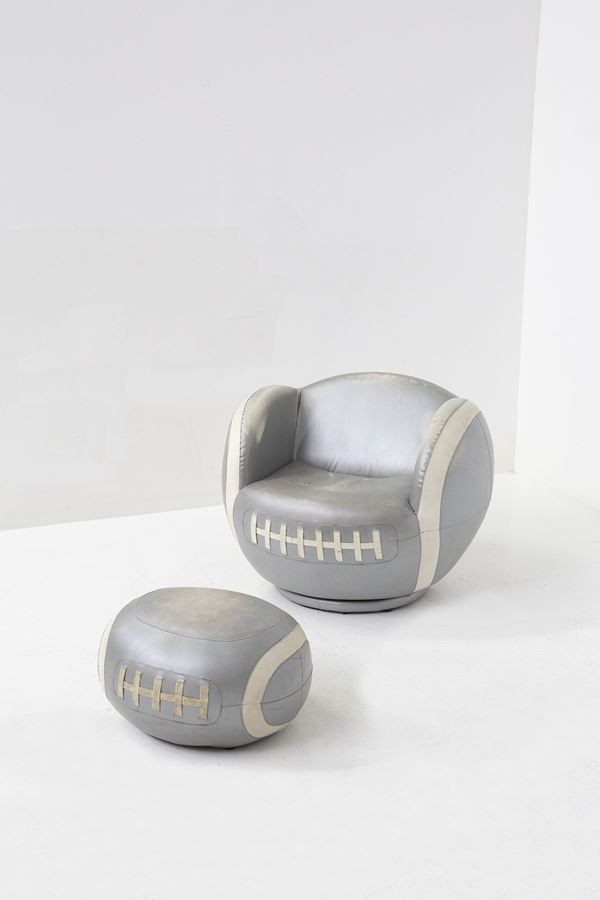 Manifattura Italiana - Armchair and Footstool