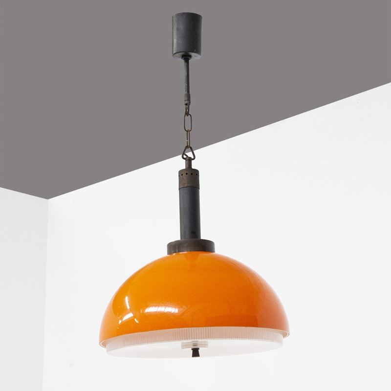 Stilnovo Lampada da Soffitto Space Age in Ottone e Alluminio Verniciato
