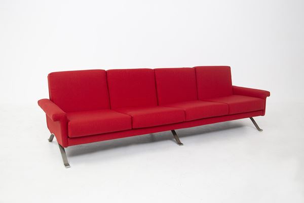 Ico Parisi - Red sofa by Ico Parisi for Cassina Mod. 875, Published