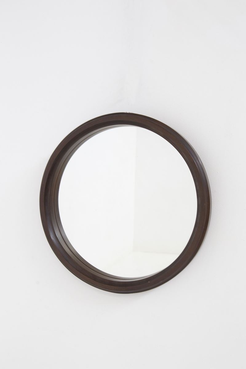 Specchio da Parete Rotondo Vintage in Legno