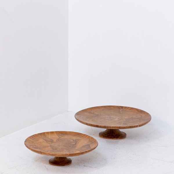 Pair of Italian Walnut Sculptural Centerpieces