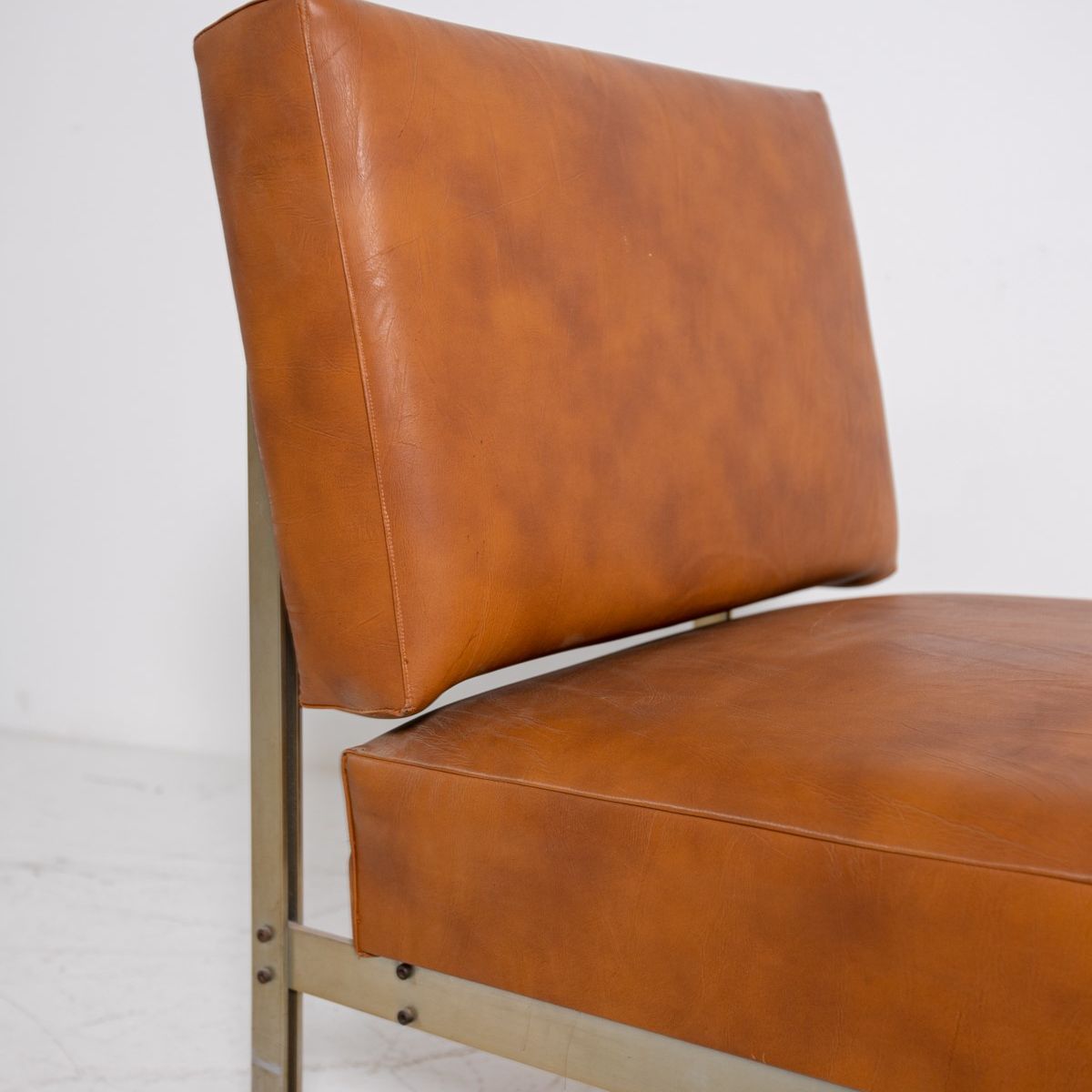 Poltrone nello Stile di Florence Knoll in Pelle Marrone