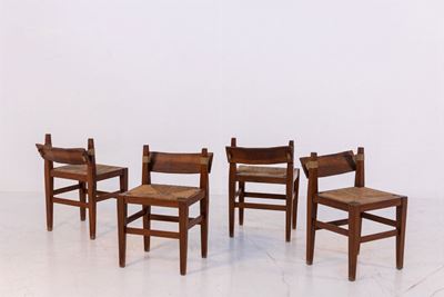 Set Of Vintage Chairs in Wood And Straw