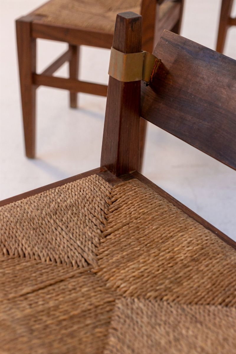 Set Of Vintage Chairs in Wood And Straw
