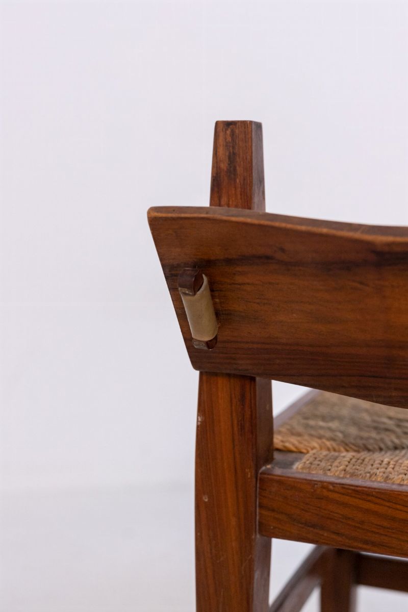 Set Of Vintage Chairs in Wood And Straw