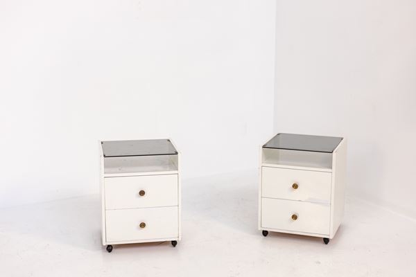 Pair of White Night Stand for Sormani by Carlo De Carli