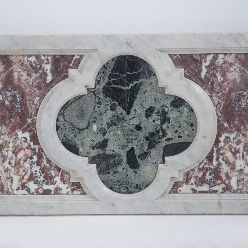 Tavolo da Salotto D'epoca in Vari Marmi e Ferro