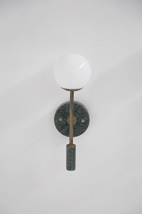 Manifattura Italiana - Lampada da parete italiana in marmo verde e ottone
