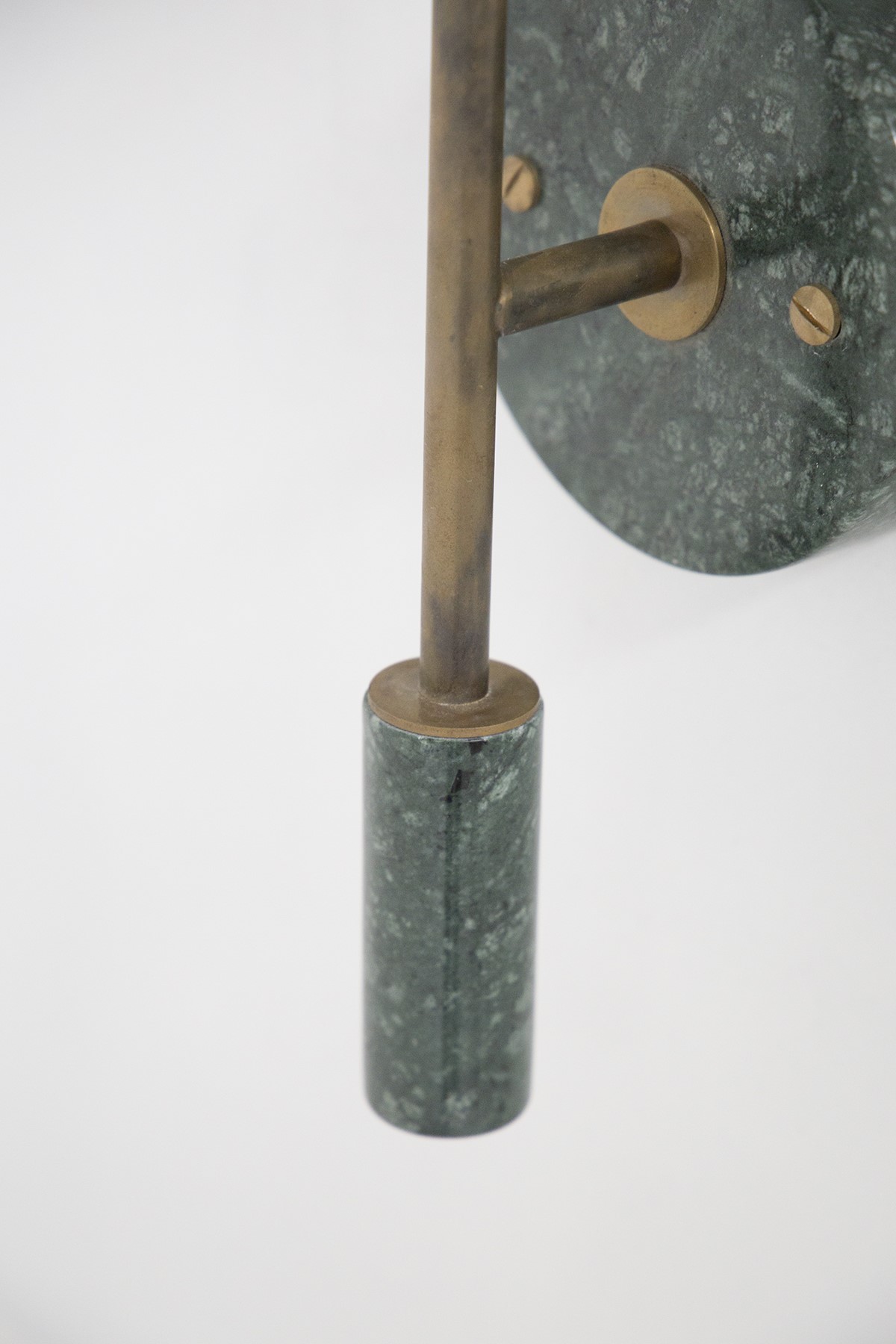 Lampada da Parete Italiana in Marmo Verde e Ottone