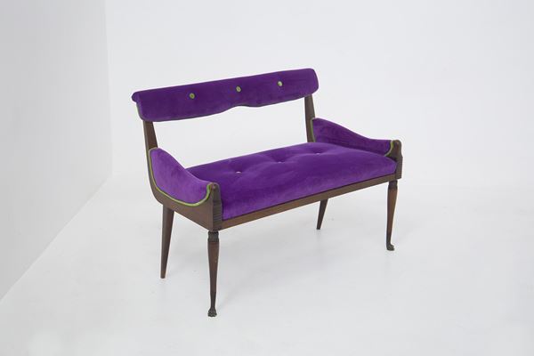 Manifattura Italiana - Vintage Loveseat in Purple and Green Velvet