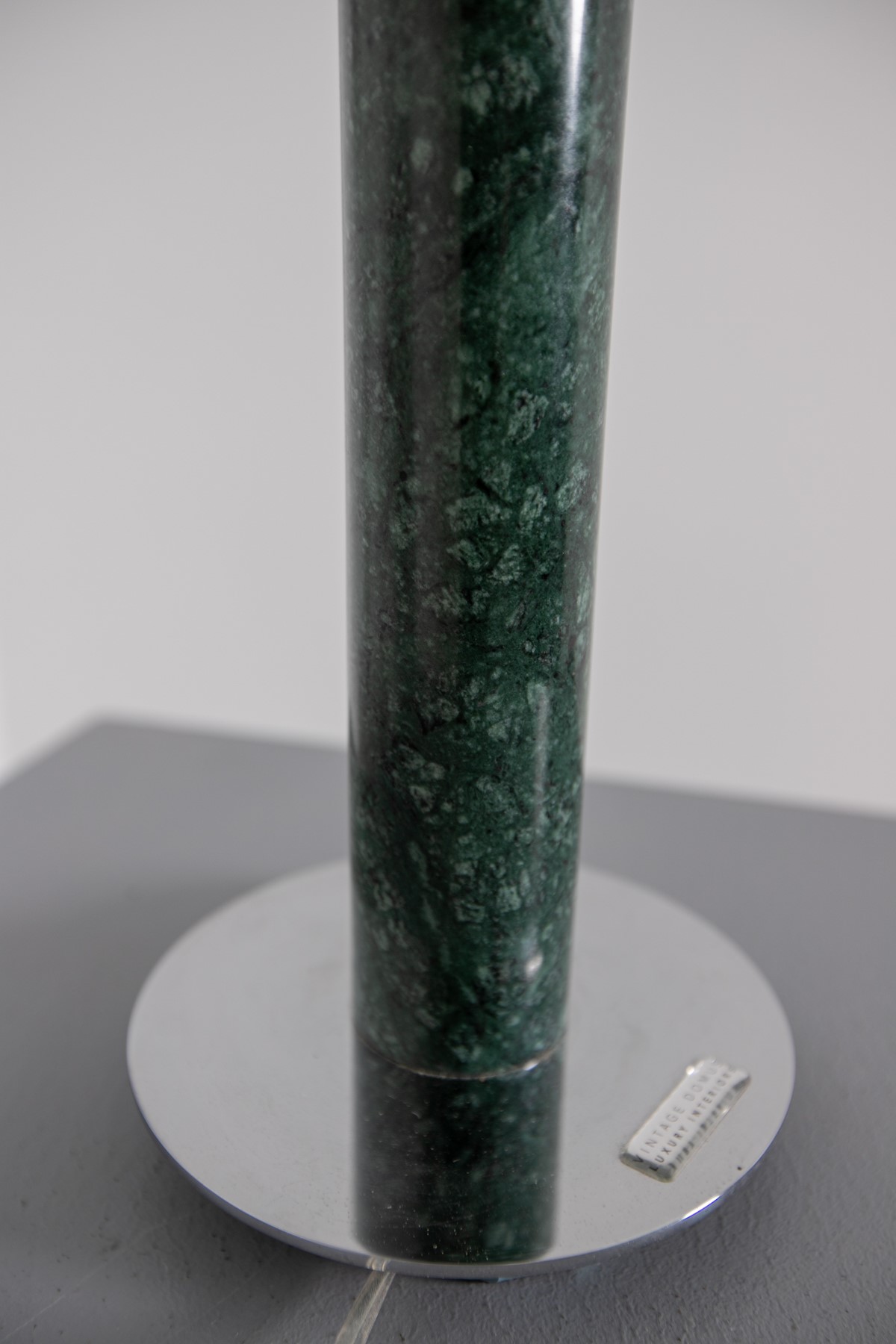 Lampada da Tavolo Italiana in Marmo Verde e Acciaio
