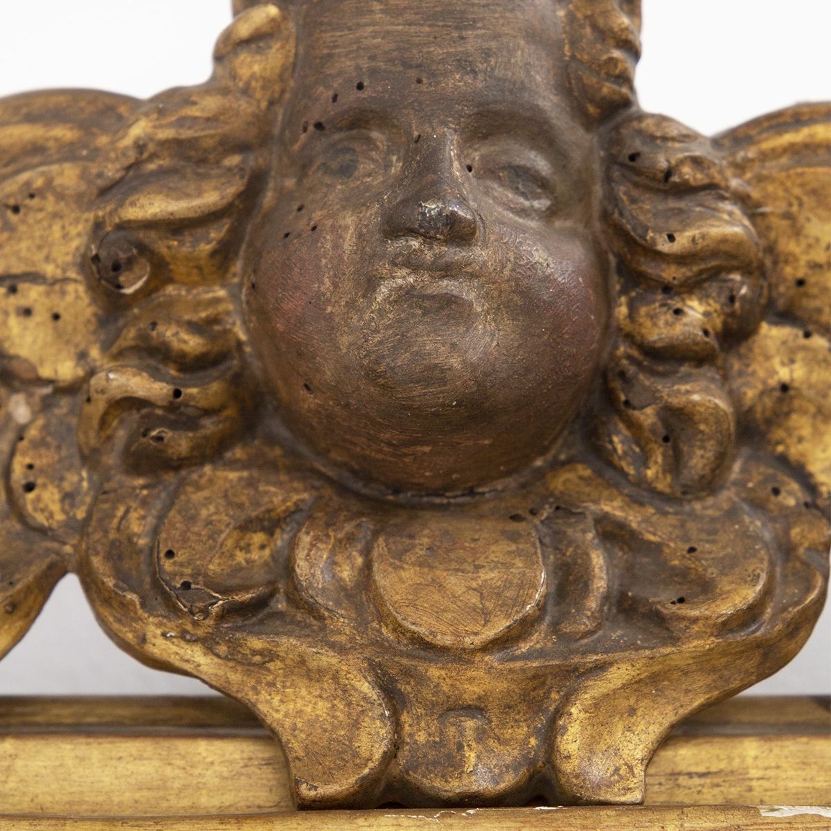 Specchio Italiano Antico in Legno Dorato Dipinto