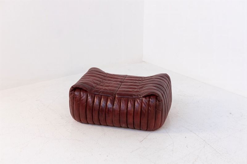 Vintage Leather Pouff By Annie Hiéronimus