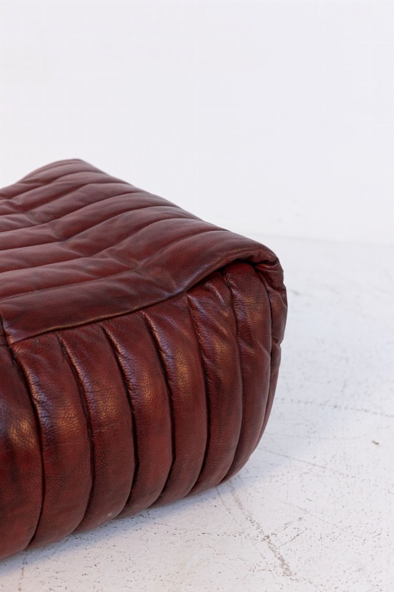 Vintage Leather Pouff By Annie Hiéronimus