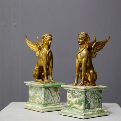 Coppia di Sfinge Impero, Bronzo e Alabastro, Napoleone III