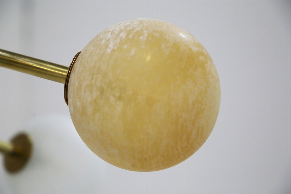 Lampadario da soffitto italiano in vetro e ottone