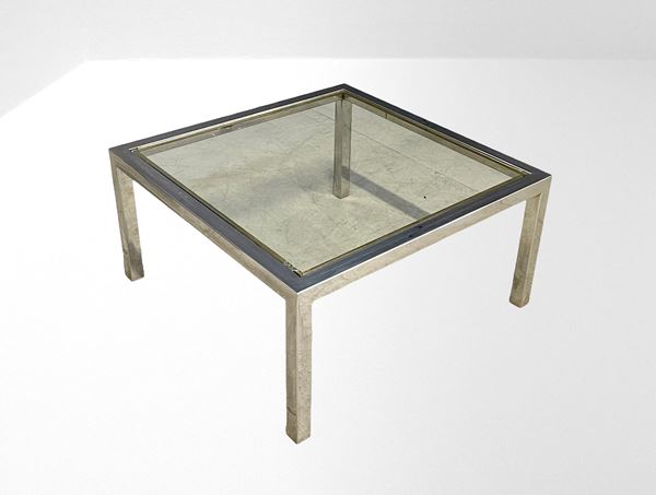 Turri - Tavolino in ottone e metallo cromato