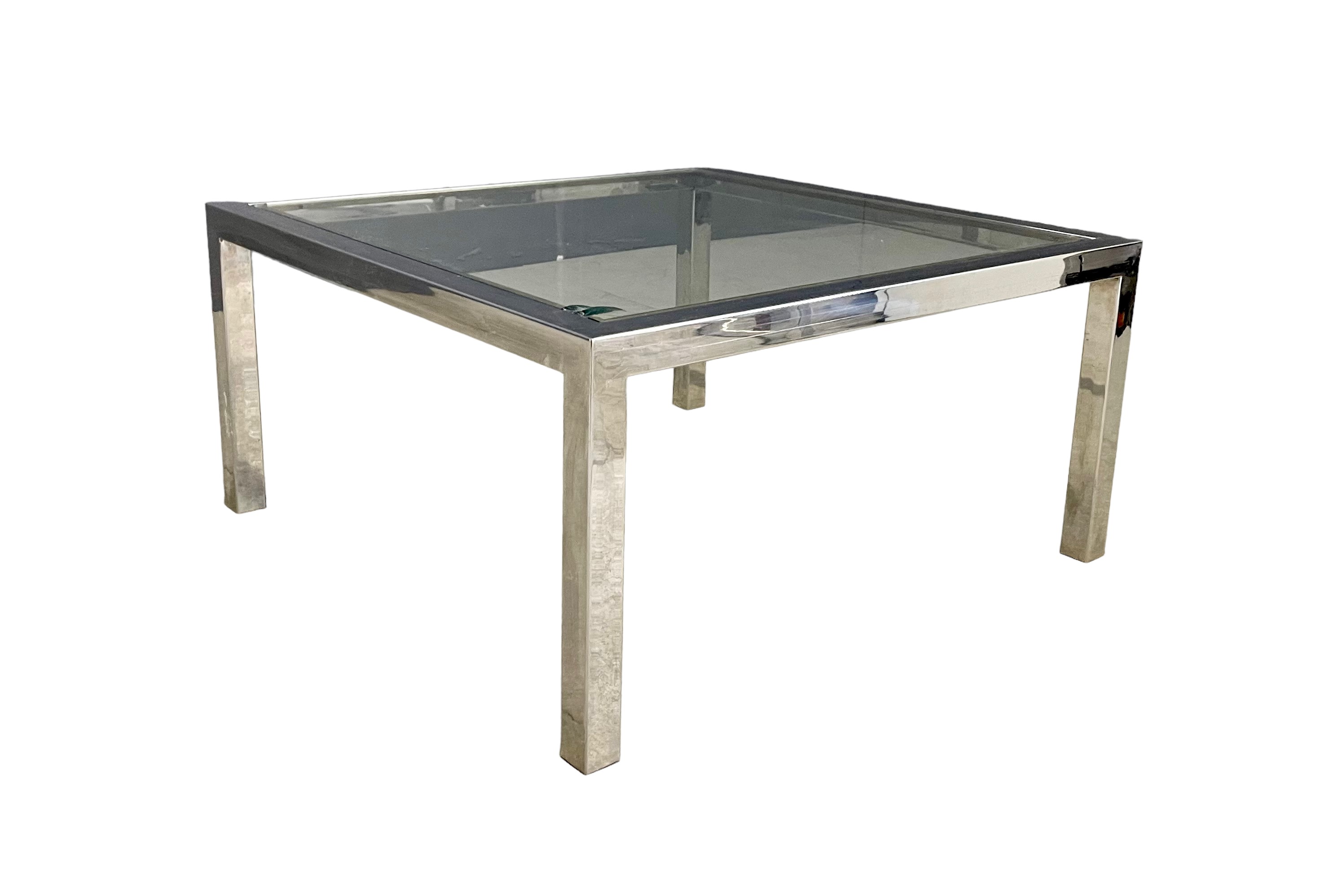 Tavolino in Ottone e Metallo Cromato