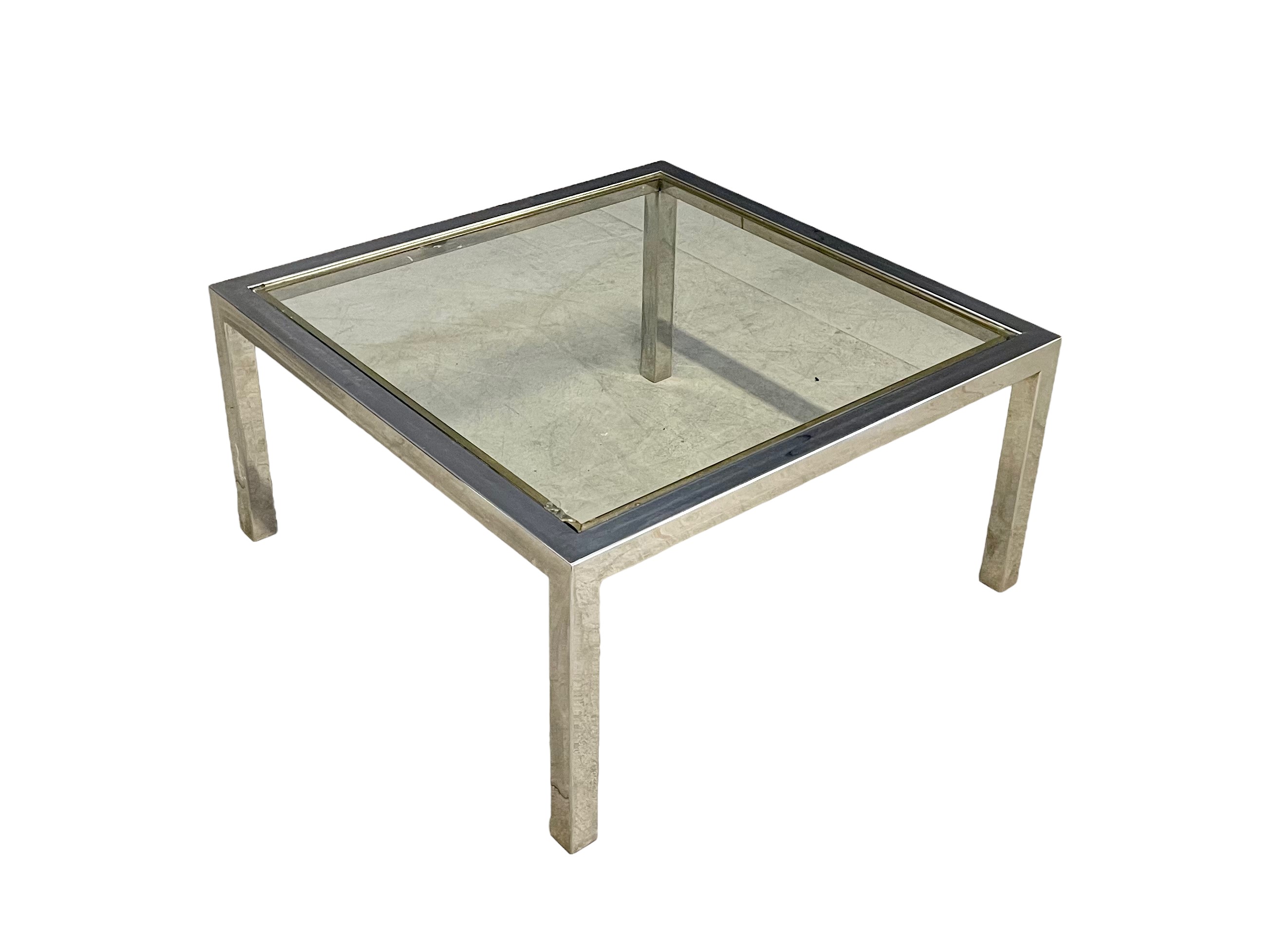 Tavolino in Ottone e Metallo Cromato