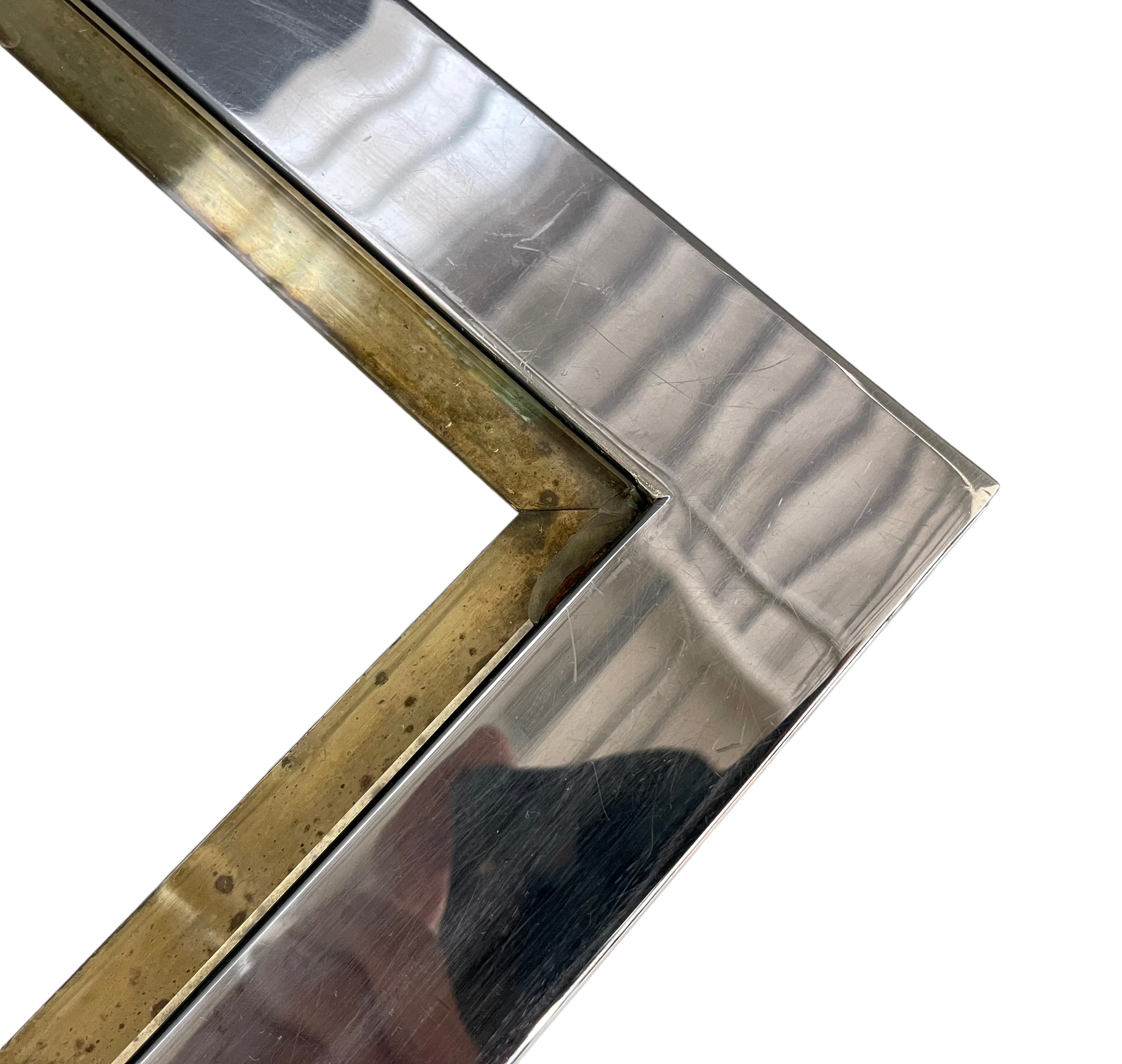 Tavolino in Ottone e Metallo Cromato