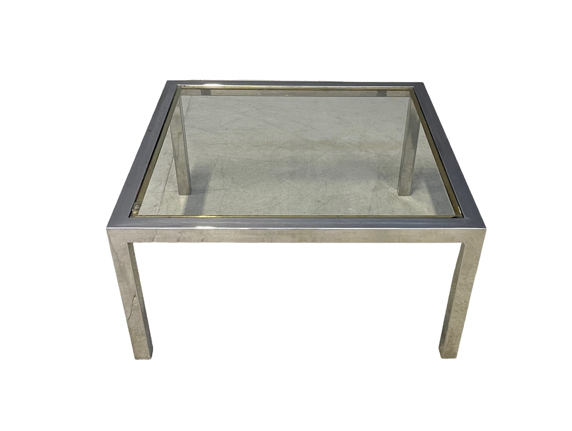Tavolino in Ottone e Metallo Cromato