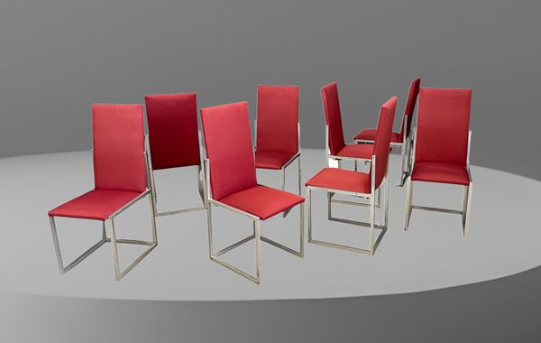 Turri - Eight chairs  in nickel-plated metal 
