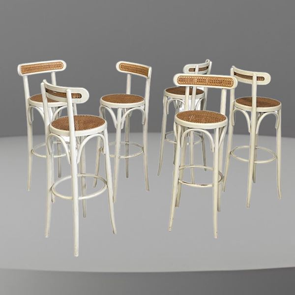 Six Vienna straw Stools 