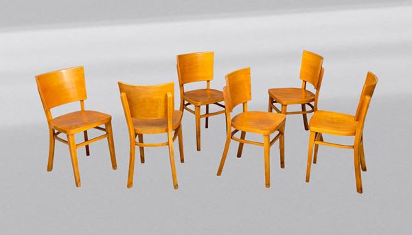 Manifattura Italiana - Six Italian wood Chairs