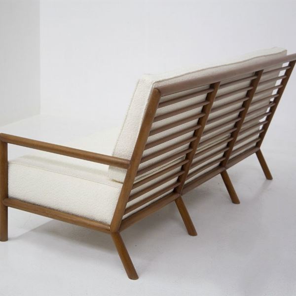 Gibbings T.H. Robsjohn - Rare Vintage Beige Sofa by T.H. Robsjohn-Gibbings in Wood