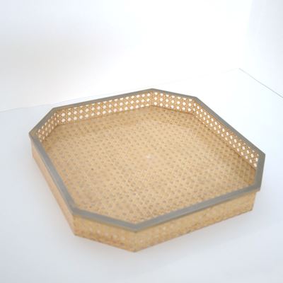 Vassoio in Paglia di Vienna Plexiglas e Lucite