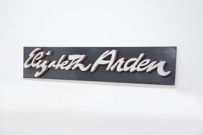 Insegne Vintage di Elizabeth Arden in Legno e Alluminio Verniciato