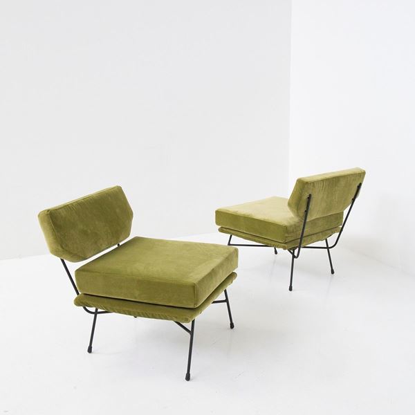 B.B.P.R. BANFI, BELGIOIOSO, PERESSUTTI, ROGERS - Elettra armchairs by Stdio BBPR for Arflex in velvet and iron