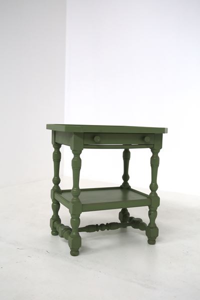 Tavolino da Divano in Legno Laccato Verde
