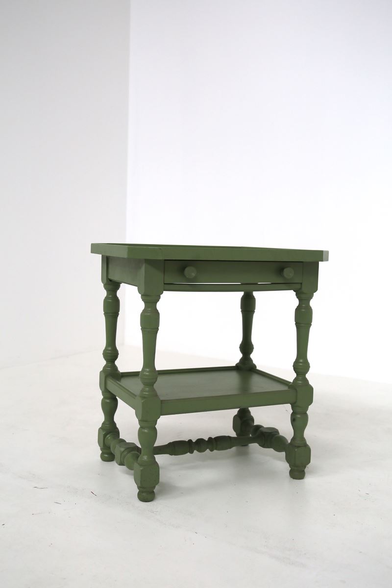 Tavolino da Divano in Legno Laccato Verde