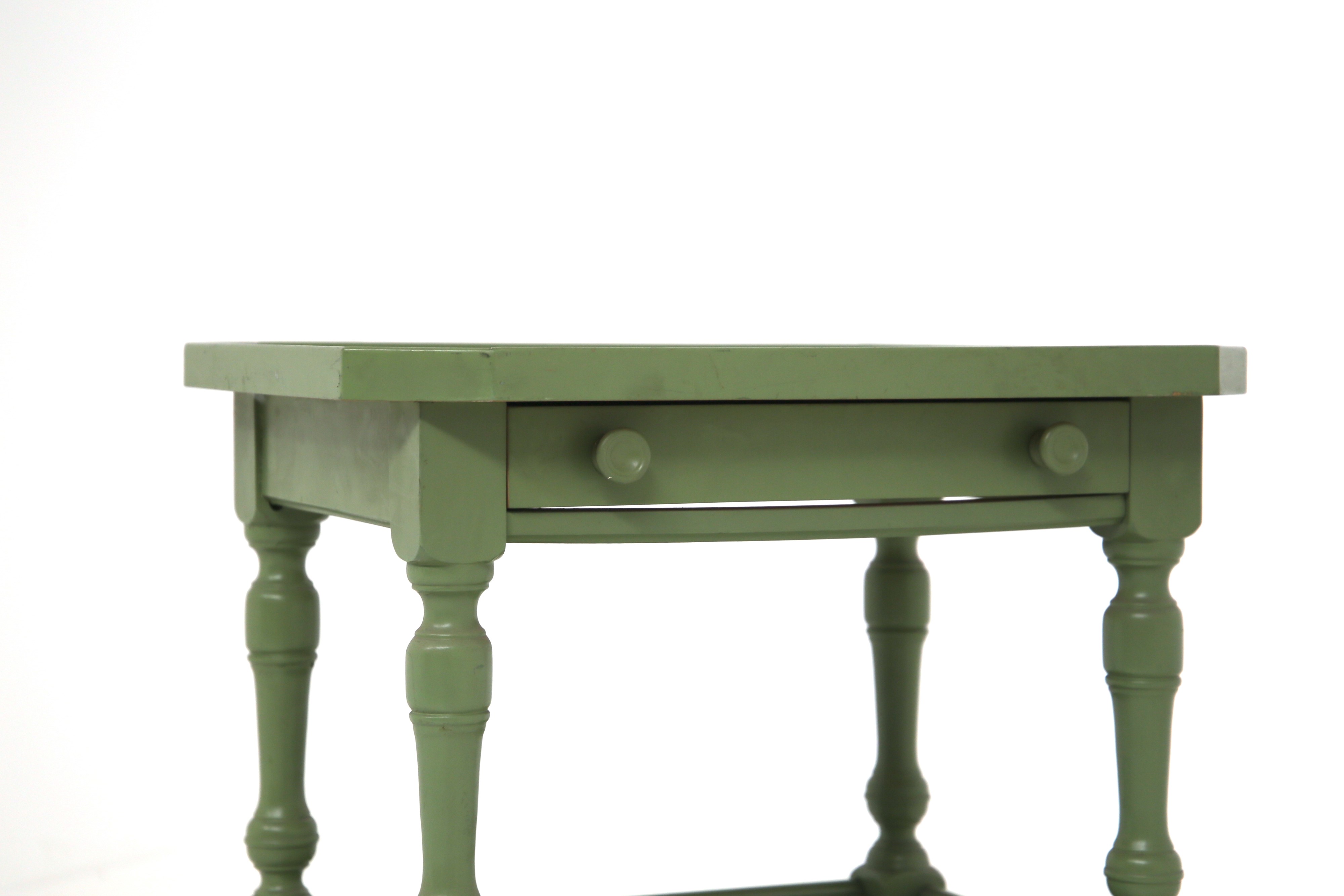 Tavolino da Divano in Legno Laccato Verde