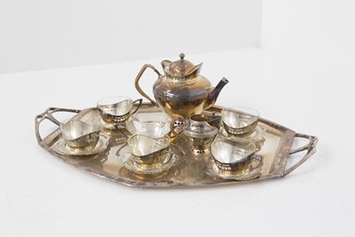 Set da Tè Austriaco Viennese Attr. Josef Hoffmann per Dall’azienda Argentor-werke Rust & Hetzel