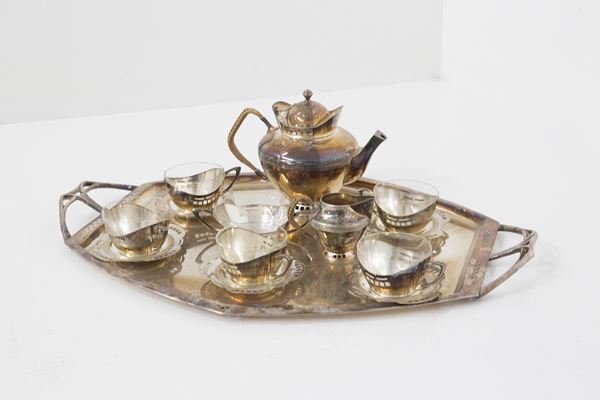 Set da tè austriaco viennese attr. Josef Hoffmann per dall’azienda Argentor-Werke Rust & Hetzel