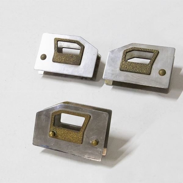 Set di 3 maniglie in ottone nichelato e normale