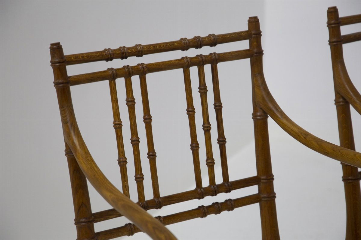 Four French Chairs in Wood And White Bouclè