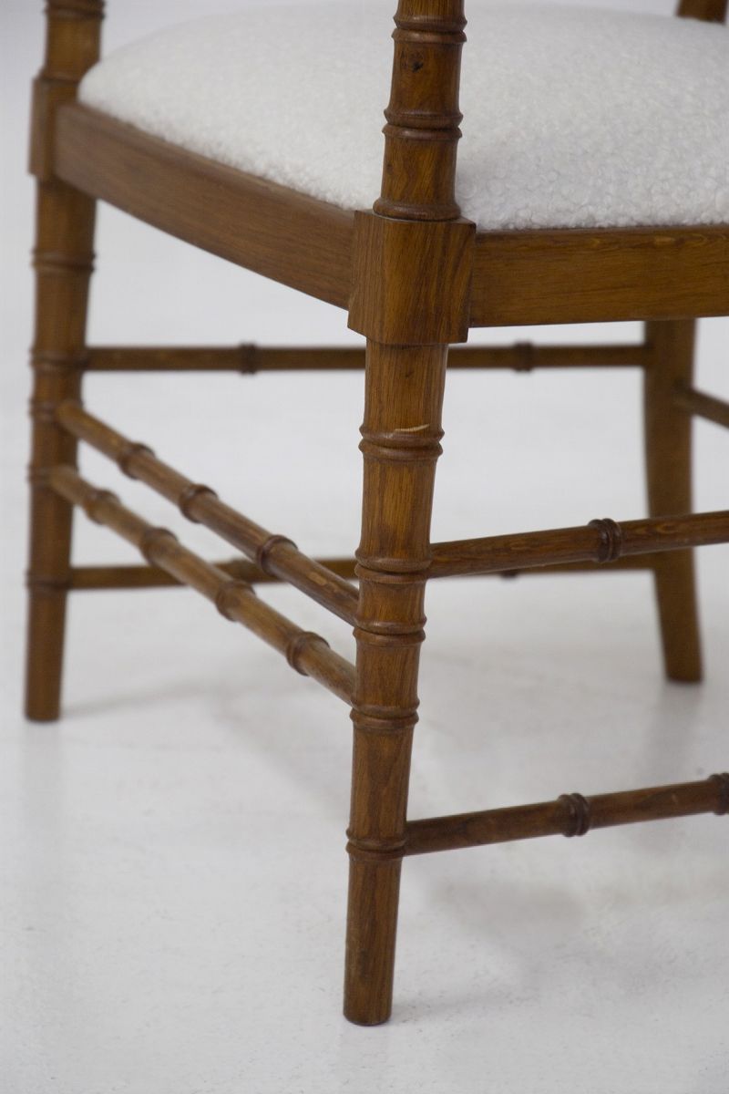Four French Chairs in Wood And White Bouclè